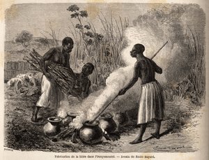 在ounyamouezi（非洲大湖区）生产啤酒，由Emile Bayard（1837-1891）绘制，说明了1860年至1863年Speke船长的非洲发现之旅。雕刻在《世界之旅》中，由Edouard Charton编辑。 作者 埃米尔·安托万·贝亚德