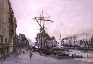 翁弗勒尔的码头（水彩画） 作者 埃米尔·安托万·弗朗索瓦·赫森