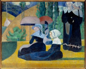 带雨伞的布列塔尼人 作者 埃米尔·伯纳德（Emile Bernard）