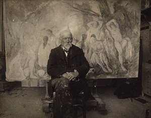 保罗-塞尚在他位于Les Lauves的工作室，1904年。 作者 埃米尔·伯纳德（Emile Bernard）