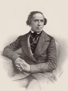 作曲家贾科莫-梅耶贝尔1791-1864年的画像，1857年。