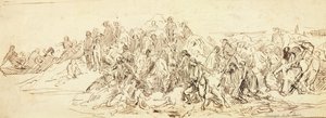1793年10月穿越卢瓦尔河（墨水在纸上） 作者 埃米尔·让·霍勒斯·韦尔内