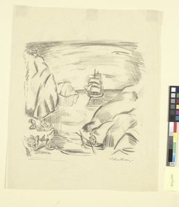 有帆船和浴女的海湾 作者 埃米尔·奥东·弗里斯