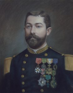 征服东京的英雄埃米尔指挥官杜博克 (1852 - 1935) 的肖像（绘画） 作者 埃米尔·理查德·豪蒙特