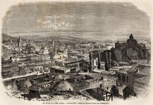 提夫利斯（或第比利斯）的景色，Therond绘制，用于说明Moynet先生1858年的黑海和里海之旅。雕刻在 "世界之旅，新的航海日志 "中 巴黎