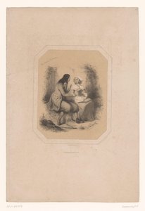 两个布列塔尼恋人 Les Amours Bretonnes（物体上的标题） 作者 古斯塔夫·弗朗索瓦·莫林