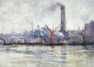 滑铁卢桥和圣保罗教堂从堤岸上看》，约1875-1934年 作者 艾米丽·默里·帕特森（Emily Murray Paterson）