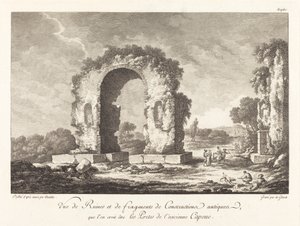 古代卡普亚的废墟和古代建筑的碎片......的景观 作者 Emmanuel Jean Nepomucène de Ghendt 模仿 Claude Louis Châtelet