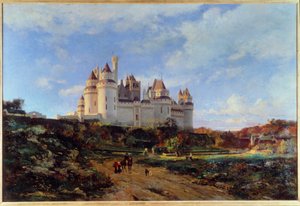 View of the castle of Pierrefonds in the Oise Painting by Emmanuel Lansyer (1835-1893) 19th century Beauvais. Musee Departemental de l