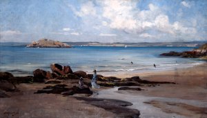 女人沐浴海滩，1876年。 作者 伊曼纽尔·兰瑟（Emmanuel Lansyer）