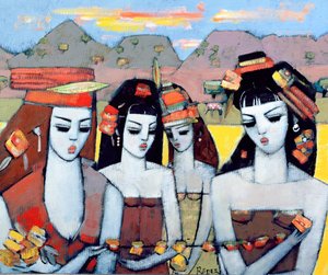 来自Ys的四个人，2004年（布面油画板）。