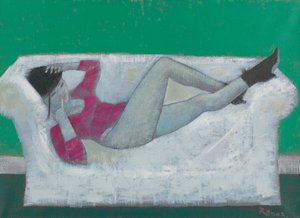 Karen on the Settee (oil on canvas) 作者 恩德·罗德（Endre Roder）