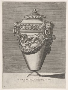 1543年或之后的古董花瓶盖缸，饰有Vases ...钻石戒指和狮子图案。
