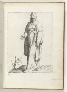 西班牙（物品上的标题）
身着西班牙服饰的女子，约 1550 年
Diversarum gentium nostrae aetatis habitus（系列标题）