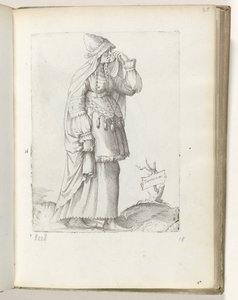 鞑靼女人（物品上的标题
鞑靼妇女，约 1550 年
Diversarum gentium nostrae aetatis habitus（系列标题） 作者 Enea Vico