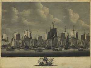 离开弗利辛恩港的舰队，1804 年 作者 雅各布·施瓦岑巴赫