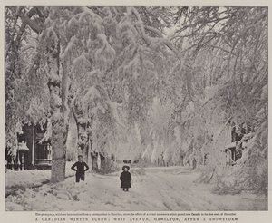 一场加拿大冬季场景，西大街，汉密尔顿，暴风雪后 作者 英国摄影师