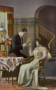 一对夫妇互相敬酒酒杯 作者 英国摄影师