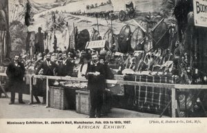 非洲展览，传教士展览，曼彻斯特圣詹姆斯大厅，1907 年 2 月 6 日至 16 日（黑白照片） 作者 英国摄影师