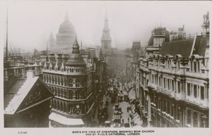 显示弓教会和St Pauls大教堂，伦敦的Cheapside鸟瞰图 作者 英国摄影师