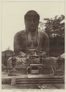 日本镰仓的大佛（B/W照片）。 作者 英国摄影师