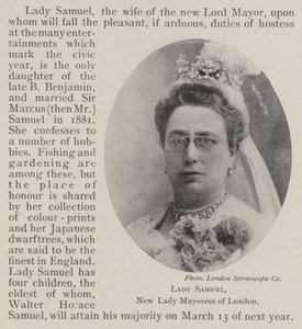 塞缪尔夫人，伦敦新夫人Mayoress 作者 英国摄影师