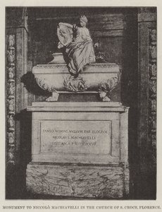 Niccolo Machiavelli的纪念碑在S Croce教会，佛罗伦萨 作者 英国摄影师