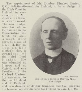 Dunbar Plunket Barton先生，QC，新法官 作者 英国摄影师