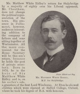 Stalybridge的议员Matthew White Ridley先生 作者 英国摄影师