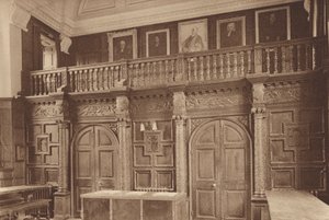 牛津：耶稣学院，大厅屏风，约 1610 年（黑白照片） 作者 英国摄影师