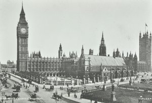 议会广场，威斯敏斯特LB：向东看大本钟和国会大厦，1895年 作者 英国摄影师