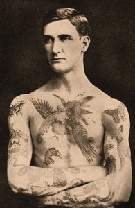 萨瑟兰·麦克唐纳 (Sutherland MacDonald) 纹身的男子肖像 作者 英国摄影师