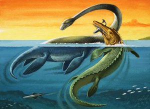 海洋中的史前生物（纸上水粉画） 作者 英国摄影师