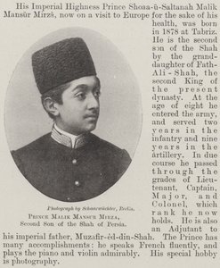 Prince Malik Mansur Mirza，波斯国王的第二个儿子 作者 英国摄影师