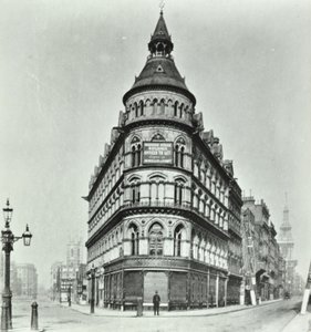 维多利亚女王街，1880年在伦敦的Poultry和Queen Victoria Street的Mansion House街角 作者 英国摄影师