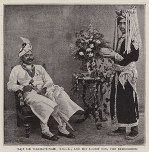Raja Sir Wakhatsinghi，KCIE和他的长子，新郎 作者 英国摄影师