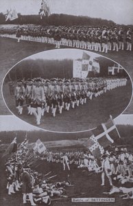 重现1743年奥地利王位继承战争期间在巴伐利亚发生的德廷根战役（黑白照片）。 作者 英国摄影师