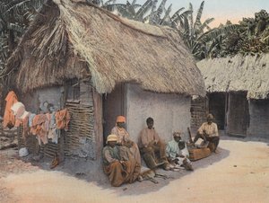 在香蕉地里劳作一天后休息（彩色照片） 作者 英国摄影师