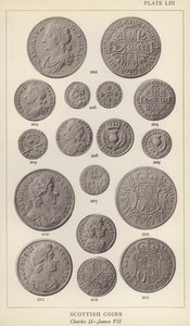 Scottish Coins, Charles II, James VII (b/w photo) 作者 英国摄影师