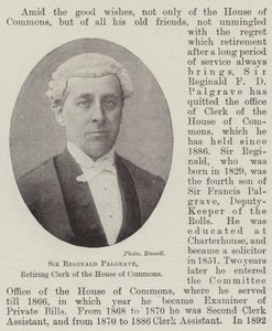 Reginald Palgrave爵士，下议院即将退休的秘书 作者 英国摄影师
