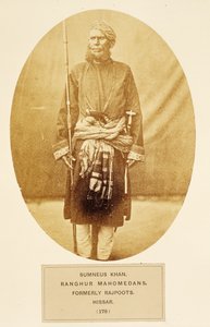 Sumneus Khan，Ranghur Mahomedans，原名Rajpoots，Hissar，来自印度人民，J. Forbes Watson，1868年出版（蛋白印刷品） 作者 English Photographer