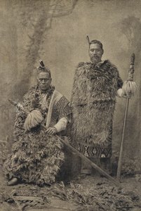 毛利国王陶希奥和韦尔姆-特-惠罗少校（b/w照片）。 作者 英国摄影师