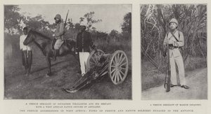 西非的法国侵略，法国和土着士兵的类型从事进步 作者 英国摄影师
