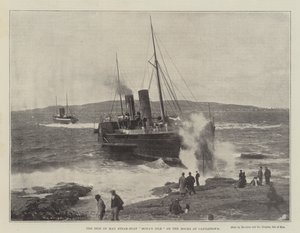 在岩石的马恩岛蒸汽船Monas小岛在卡斯尔敦 作者 英国摄影师
