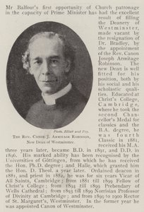 佳能牧师Armitage Robinson，威斯敏斯特新任院长 作者 英国摄影师