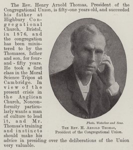 牧师H Arnold Thomas牧师，公理联盟主席 作者 英国摄影师
