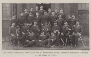 罗德瓦尔囚犯，第四德比郡民兵（Sherwood Foresters）军官于6月7日被布尔人俘虏 作者 英国摄影师