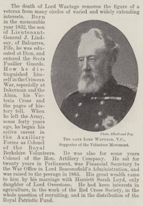 已故的Lord Wantage，VC，志愿者运动的支持者 作者 英国摄影师