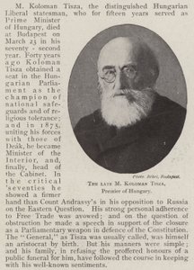 已故的M Koloman Tisza，匈牙利总理 作者 英国摄影师