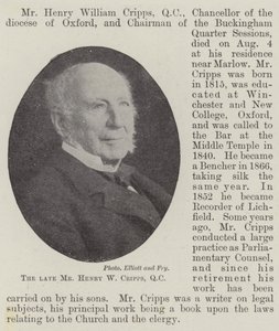 已故的Mr Henry W Cripps，QC 作者 英国摄影师